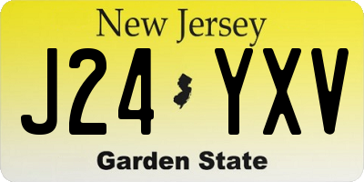 NJ license plate J24YXV