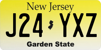 NJ license plate J24YXZ