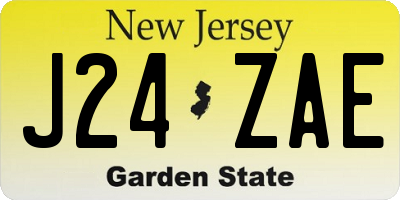 NJ license plate J24ZAE