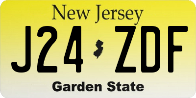 NJ license plate J24ZDF