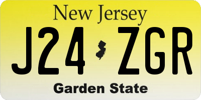 NJ license plate J24ZGR