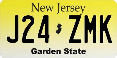 NJ license plate J24ZMK
