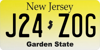 NJ license plate J24ZOG