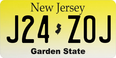 NJ license plate J24ZOJ