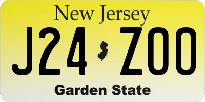 NJ license plate J24ZOO