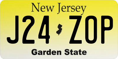 NJ license plate J24ZOP