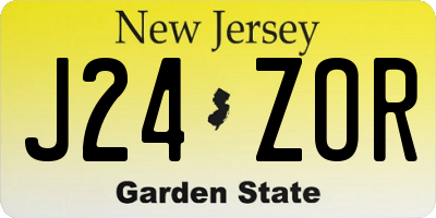 NJ license plate J24ZOR