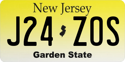 NJ license plate J24ZOS