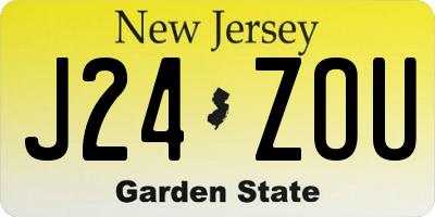 NJ license plate J24ZOU