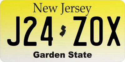 NJ license plate J24ZOX