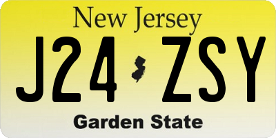 NJ license plate J24ZSY