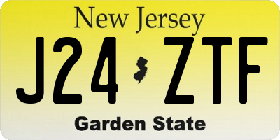 NJ license plate J24ZTF