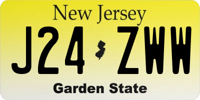 NJ license plate J24ZWW