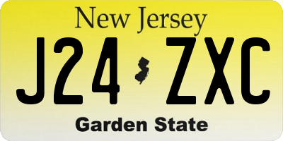 NJ license plate J24ZXC