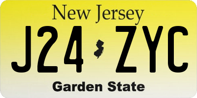 NJ license plate J24ZYC