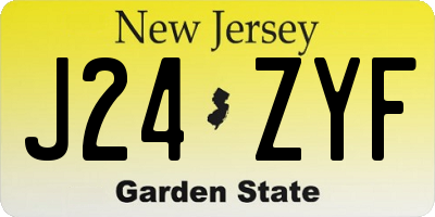 NJ license plate J24ZYF
