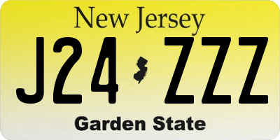 NJ license plate J24ZZZ