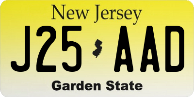 NJ license plate J25AAD