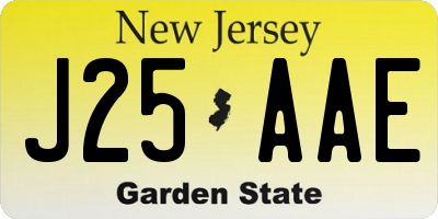 NJ license plate J25AAE