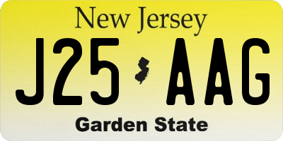 NJ license plate J25AAG