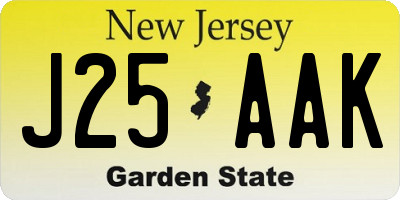 NJ license plate J25AAK