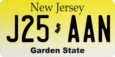 NJ license plate J25AAN