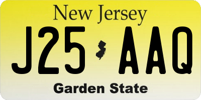 NJ license plate J25AAQ