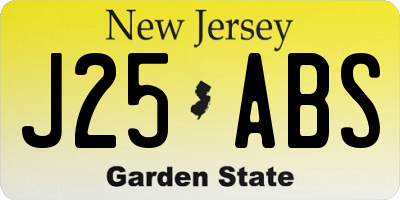 NJ license plate J25ABS
