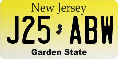 NJ license plate J25ABW