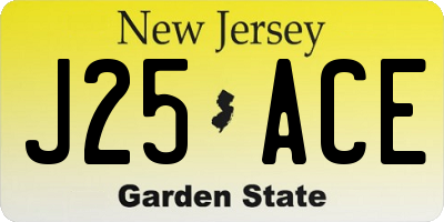NJ license plate J25ACE