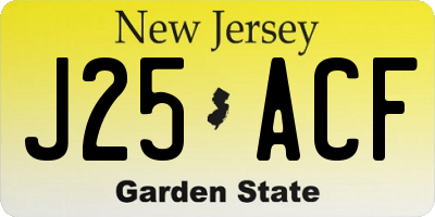 NJ license plate J25ACF
