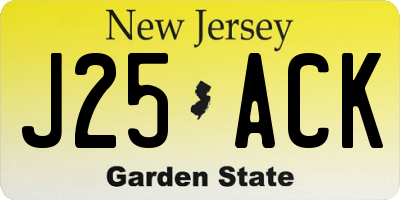 NJ license plate J25ACK