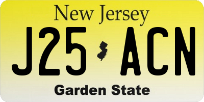 NJ license plate J25ACN