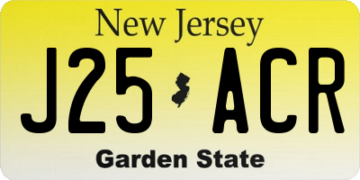 NJ license plate J25ACR