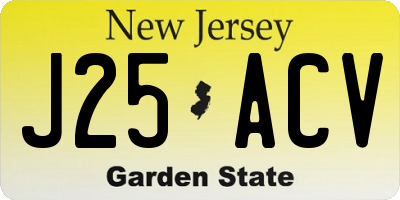 NJ license plate J25ACV