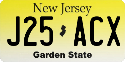 NJ license plate J25ACX
