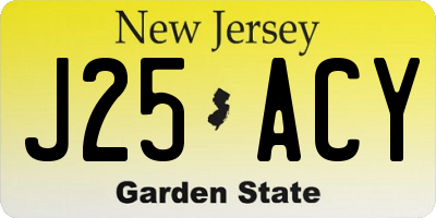 NJ license plate J25ACY