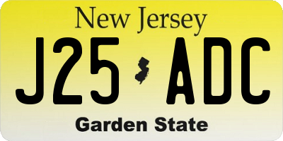 NJ license plate J25ADC