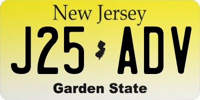 NJ license plate J25ADV