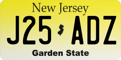 NJ license plate J25ADZ