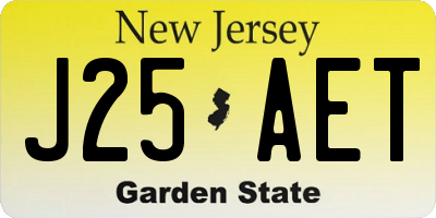 NJ license plate J25AET