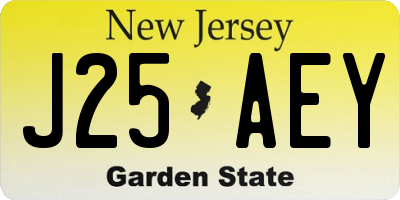NJ license plate J25AEY
