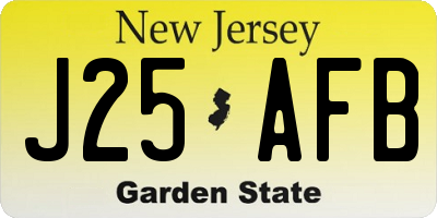 NJ license plate J25AFB