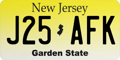 NJ license plate J25AFK