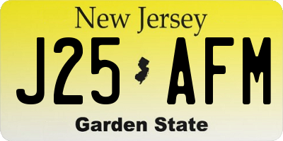 NJ license plate J25AFM