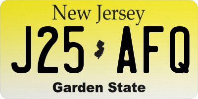 NJ license plate J25AFQ