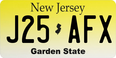 NJ license plate J25AFX