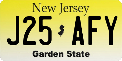NJ license plate J25AFY