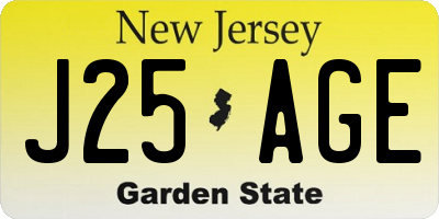 NJ license plate J25AGE