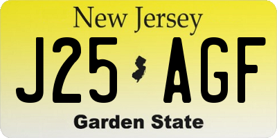 NJ license plate J25AGF